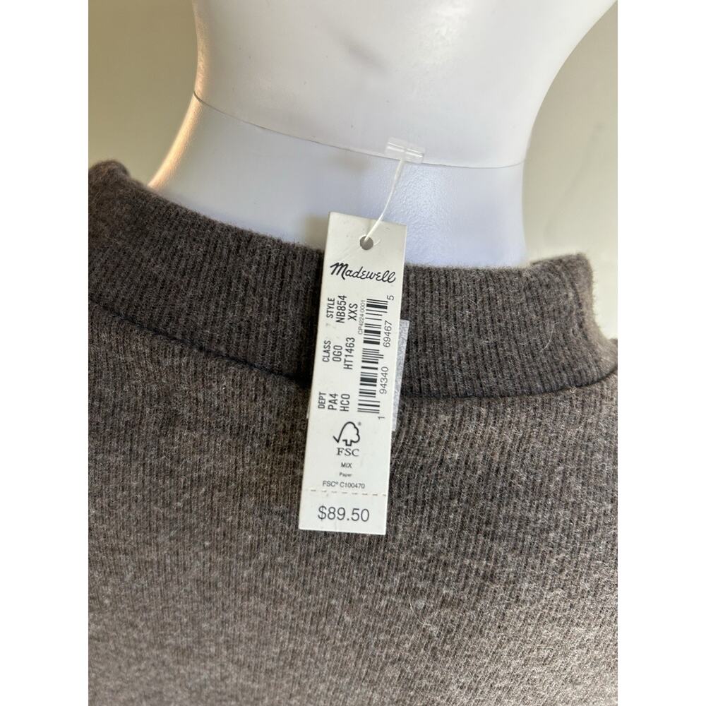 Madewell Brushed Rib Mockneck Mini Dress XXS NWT Heather Cocoa Balloon Sleeve - Picture 12 of 12